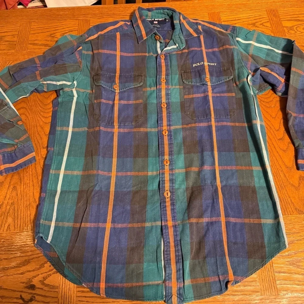 VTG Polo Ralph Lauren Plaid Long Sleeve Button Up Shirt Sz M Y2K 90s Style